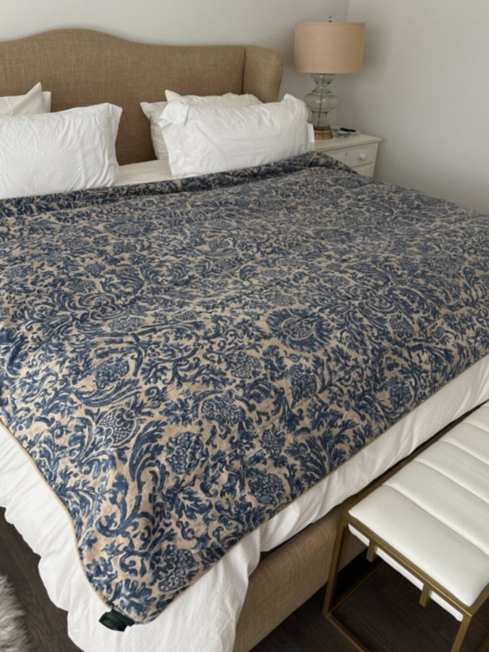 Ralph Lauren Twin Comforter Donovan Landing Damask Cotton Blue Estate EUC